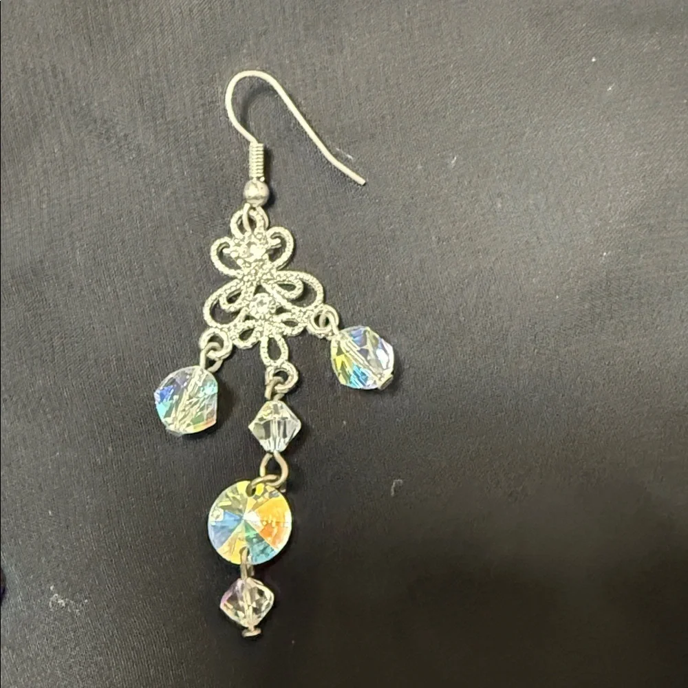 Custom Elegant Silver Bridal Dangle Earrings with Crystal and rhinestone Accents